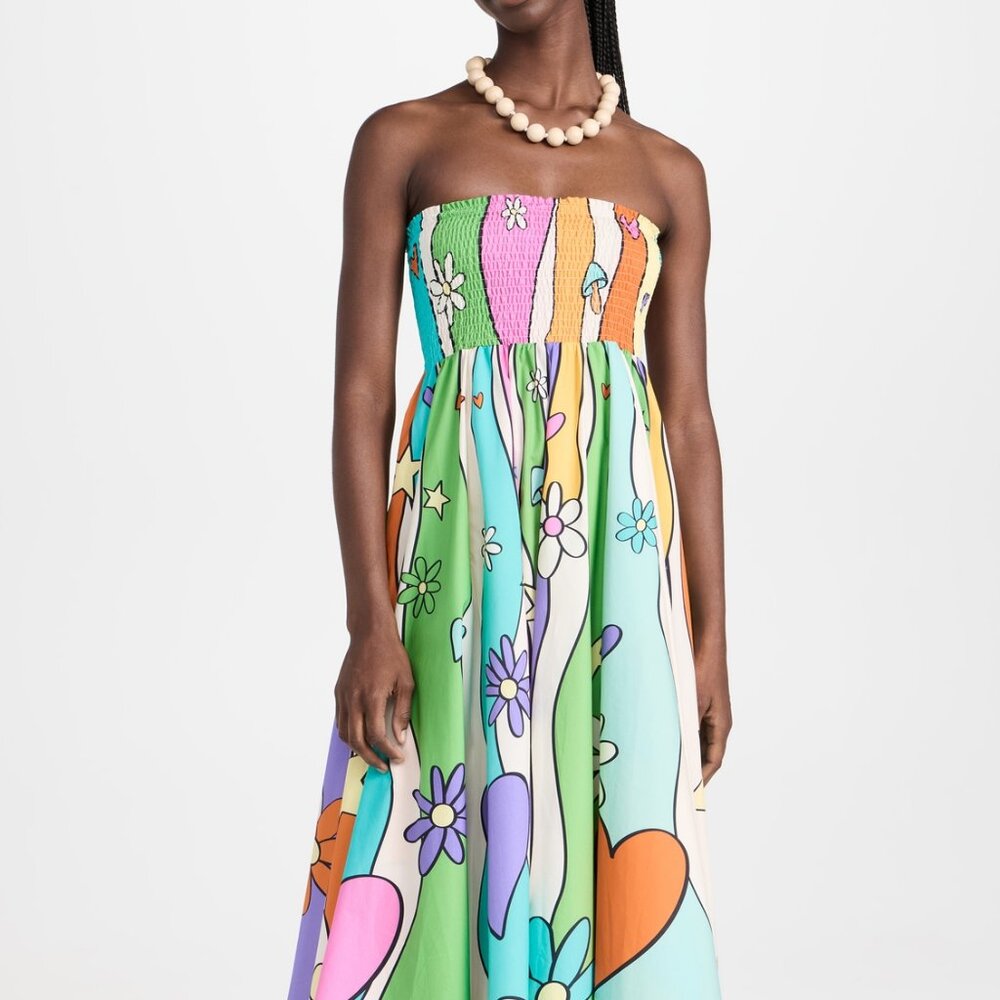 Mira Mikati Rainbow Ray Printed Dress, Size 42 (US 10) NWTS
